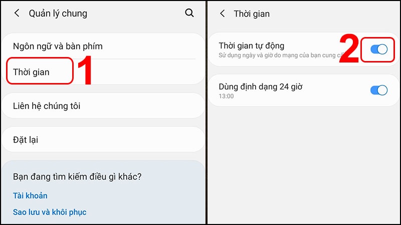 Chọn Thời gian > Thời gian tự động